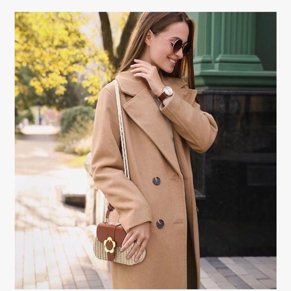 Small Top Handle Purse, Straw Crossbody Bag w/ Floral Buckle Detachable Strap 🆕 - Picture 7 of 7